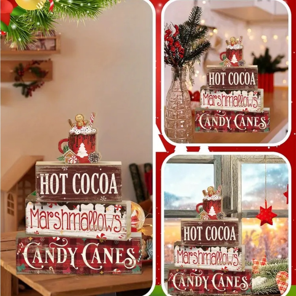 Festive Holiday Sign Set - Red and Brown - Picture 4 of 4